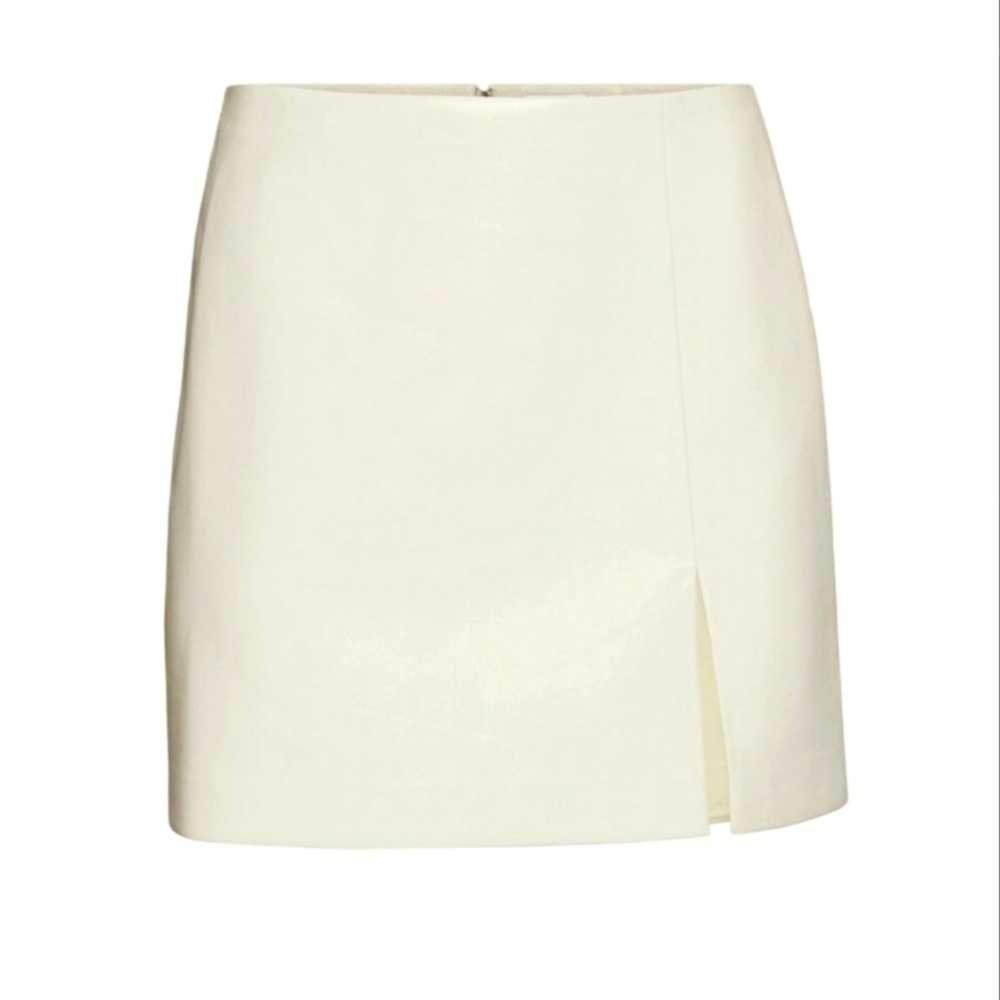 Aritzia | Sunday Best Beige Vegan leather skirt size 4